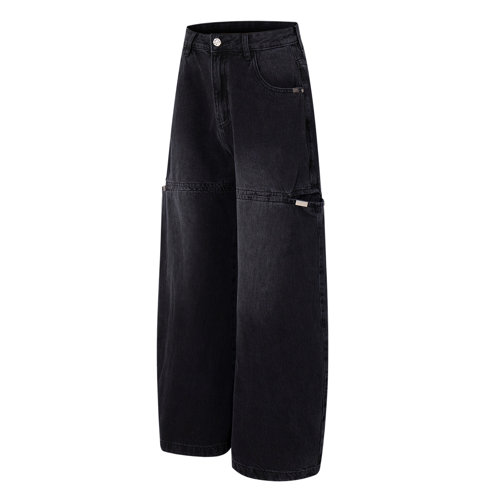 Omirad Split-Panel Utility Wide-Leg Jeans | Dark Wash