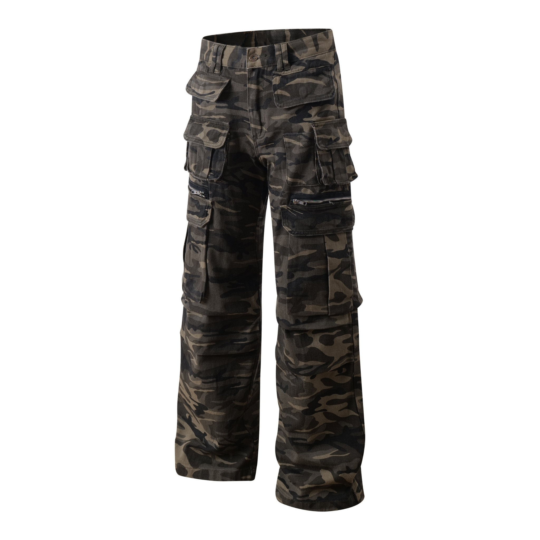 Camo Multi-Pocket Wide-Leg Cargo Pants | SEAKOFF