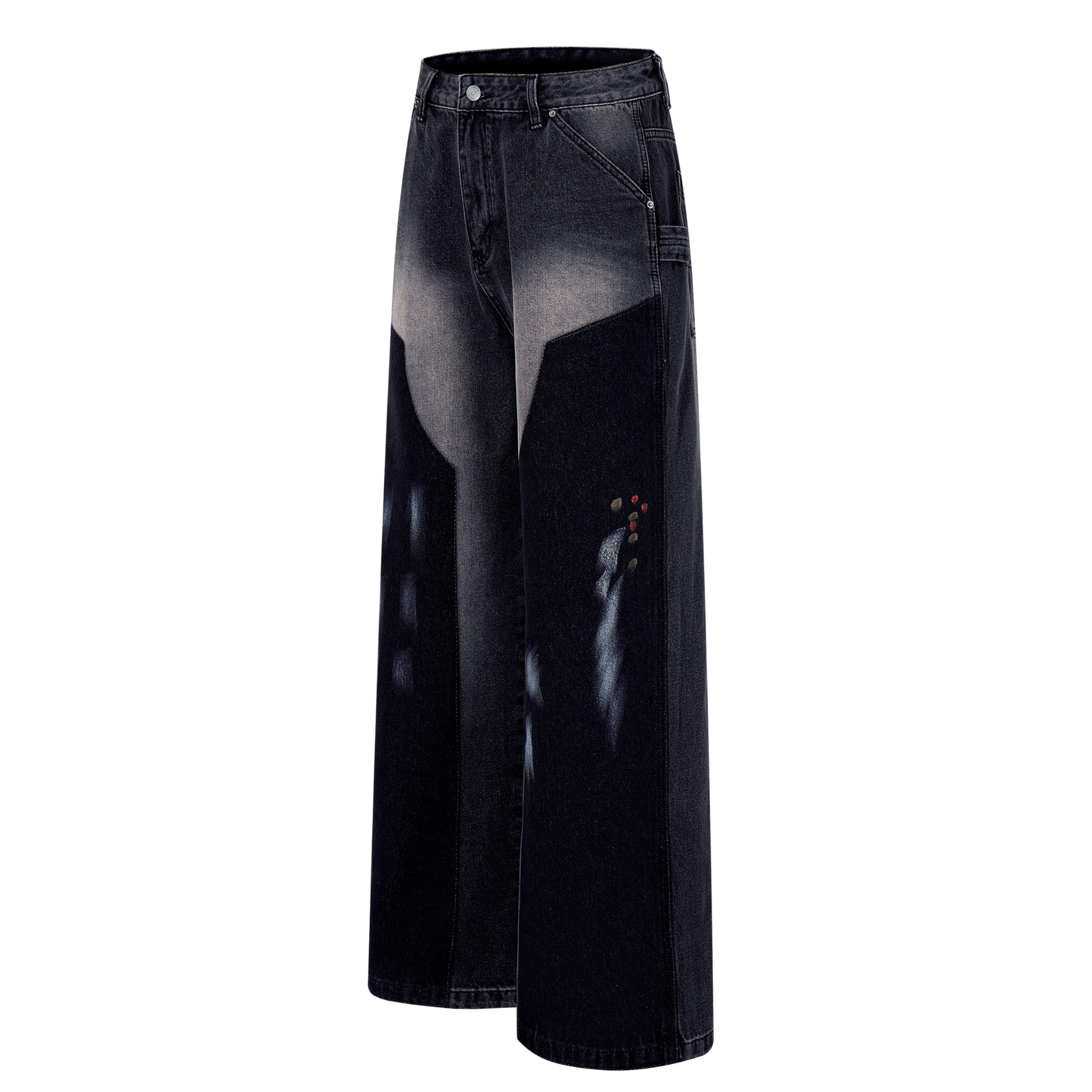 Omirad Brushstroke Fade Wide-Leg Jeans | Dark Wash Denim