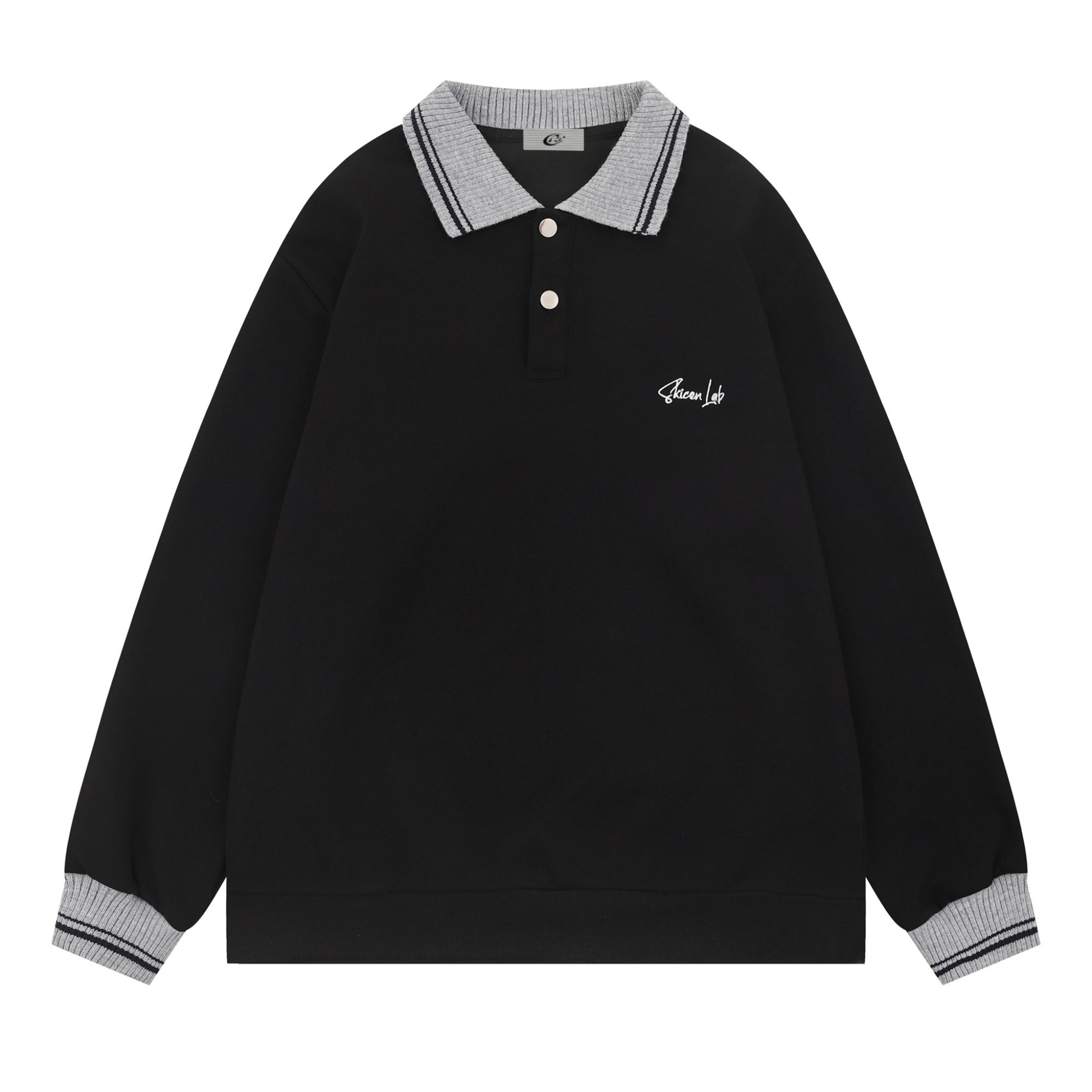 Classic Knit-Collar Polo Sweatshirt | Varsity Style