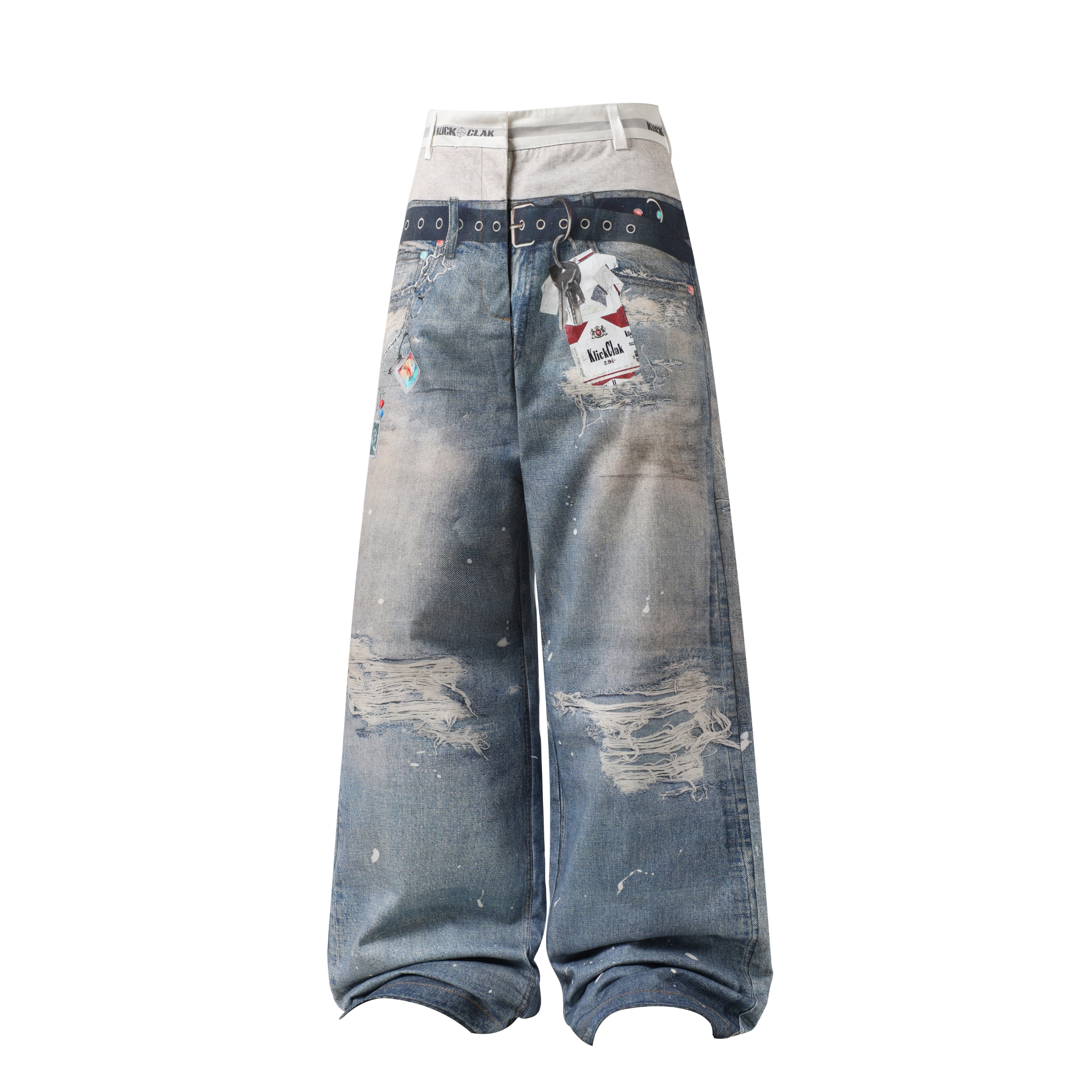 Omirad Vintage Patchwork Barrel Jeans | Y2K Distressed Denim