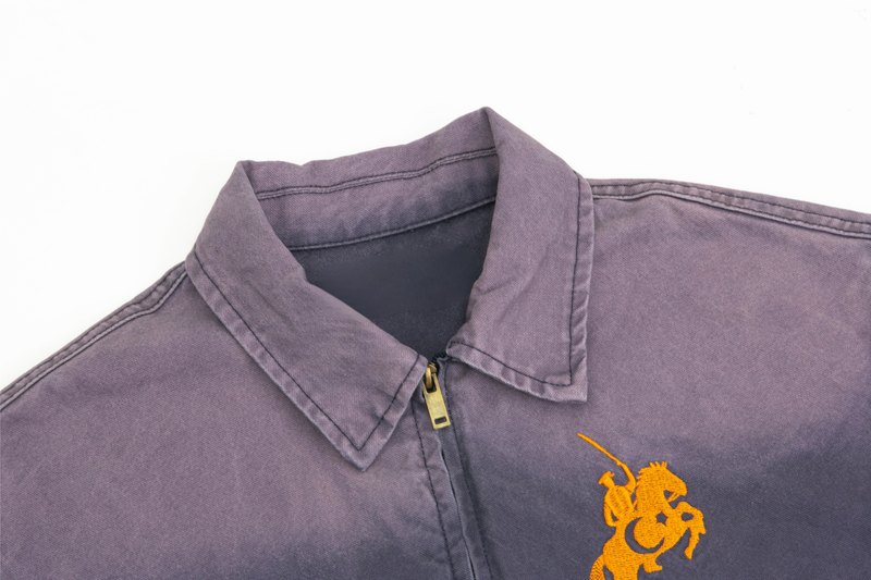 Omirad Vintage Washed Zip Jacket | Embroidered Workwear