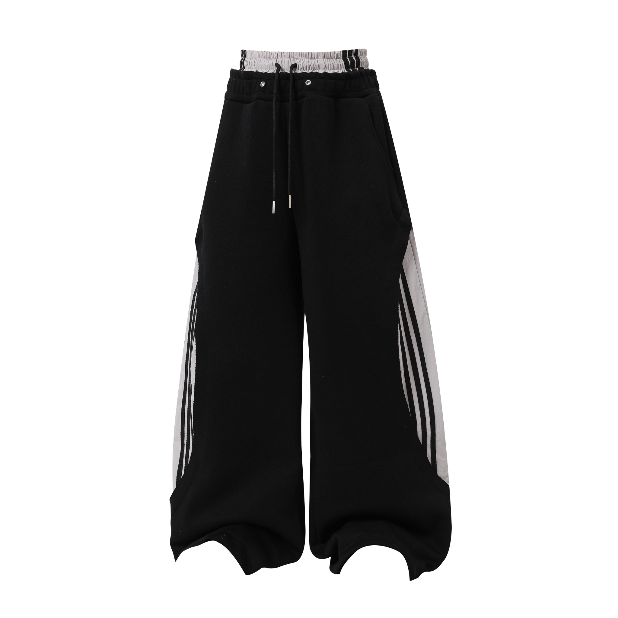 Double-Waist Stripe Wide-Leg Sweatpants | Oversized Streetwear