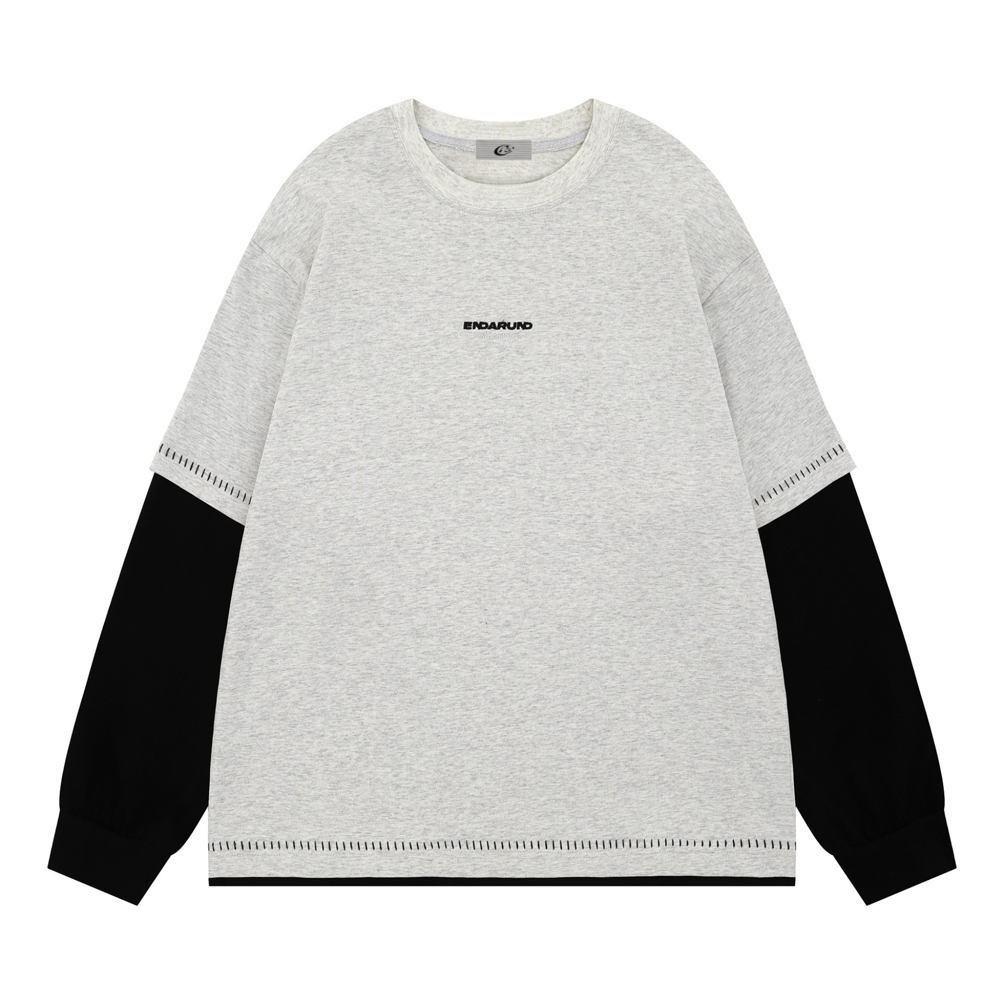 Contrast Layered Long-Sleeve Tee | Streetwear Crewneck