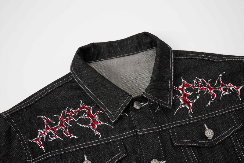 Omirad Graphic Denim Jacket – Tribal Embroidered Streetwear