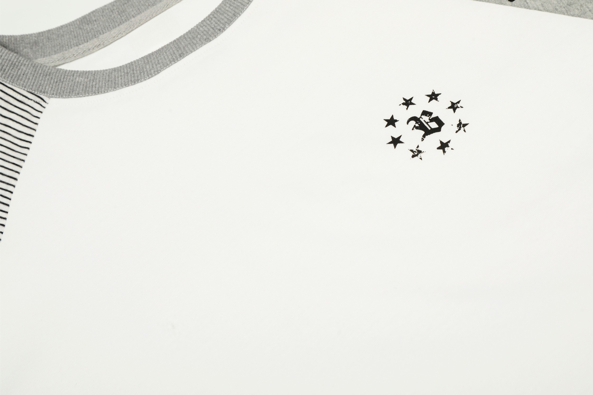 Contrast Sleeve Raglan Long Sleeve Tee | Mixed Pattern Cotton