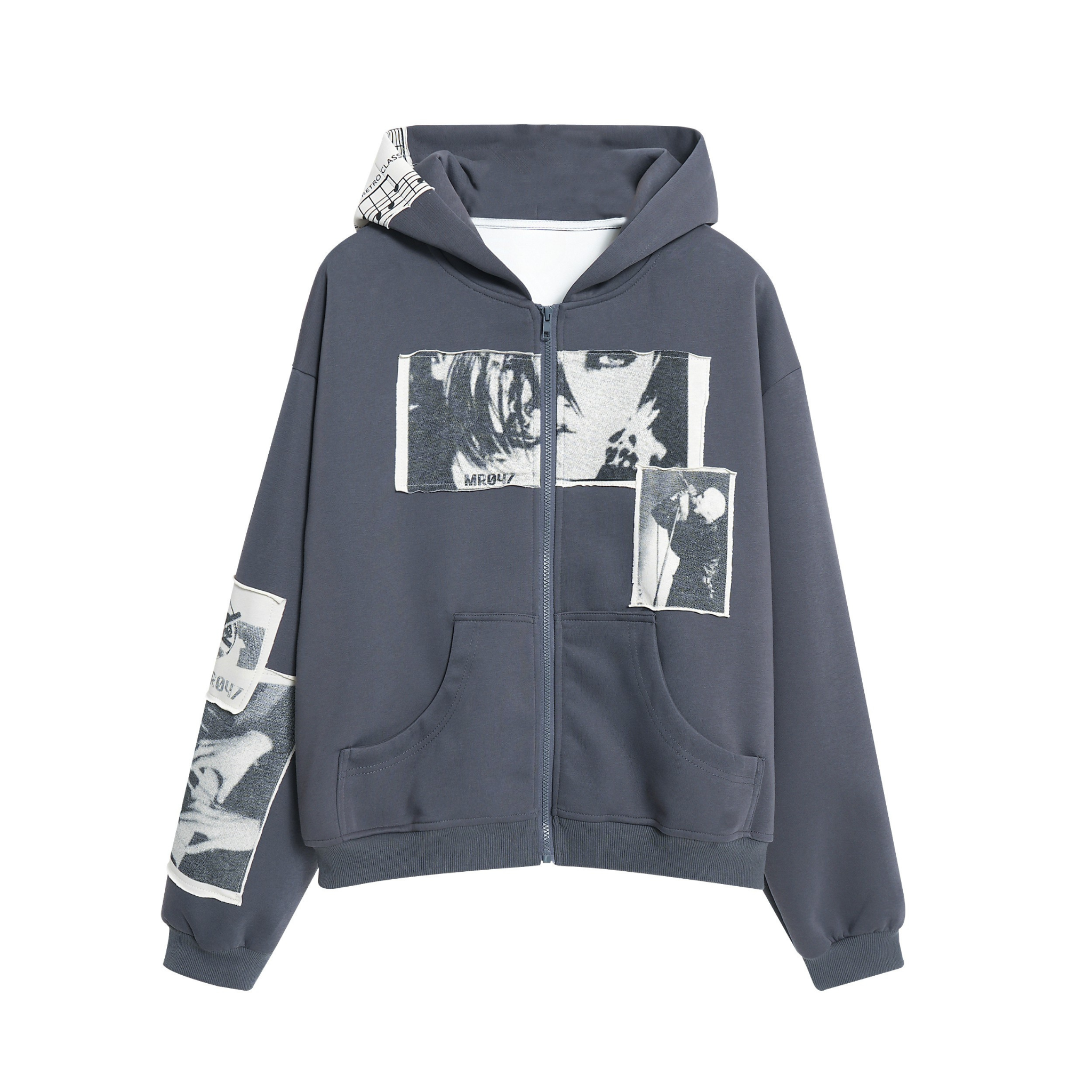 Omirad Photo Collage Zip Hoodie | Vintage Graphic Streetwear