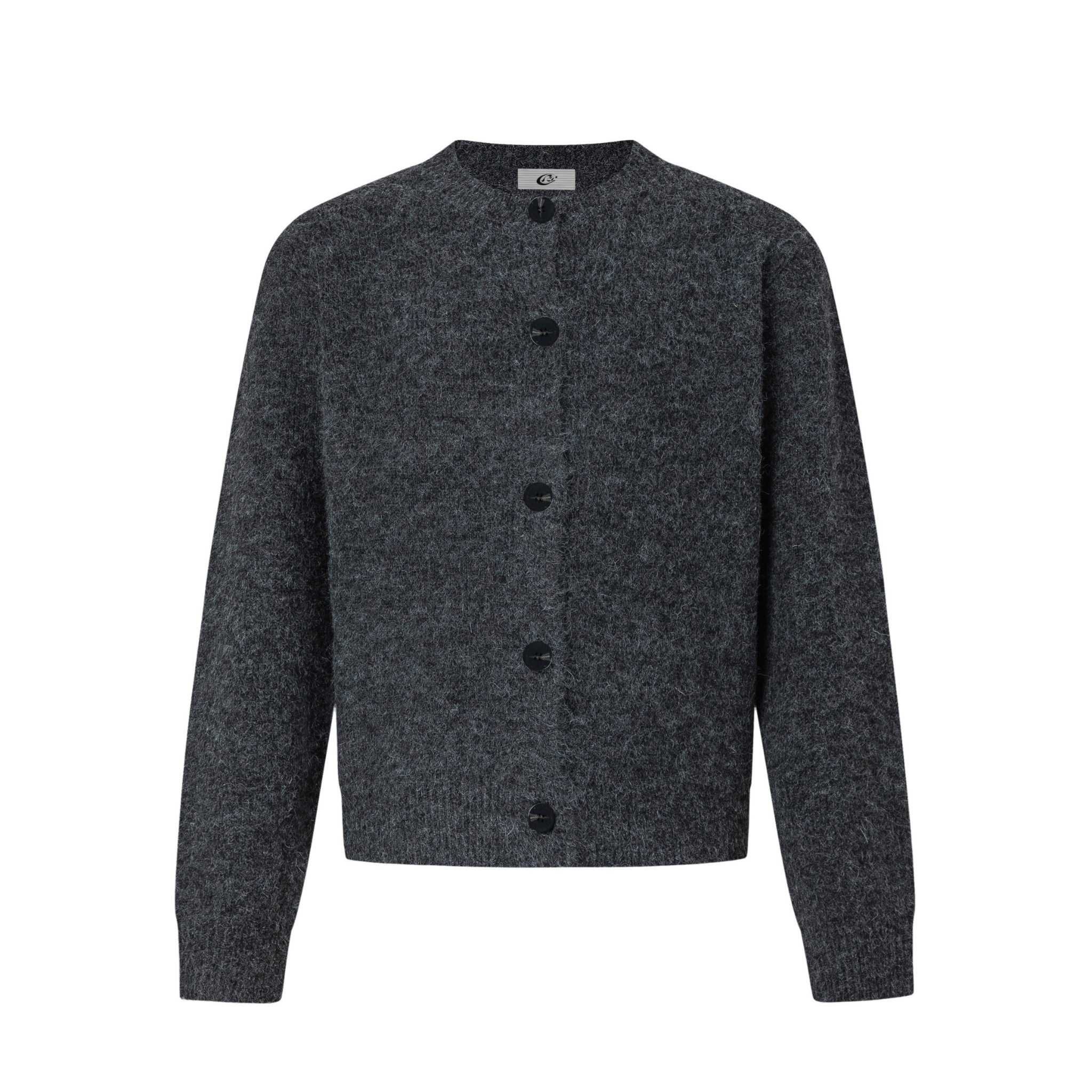 Minimal Wool Blend Knit Cardigan | Crew Neck Button-Up