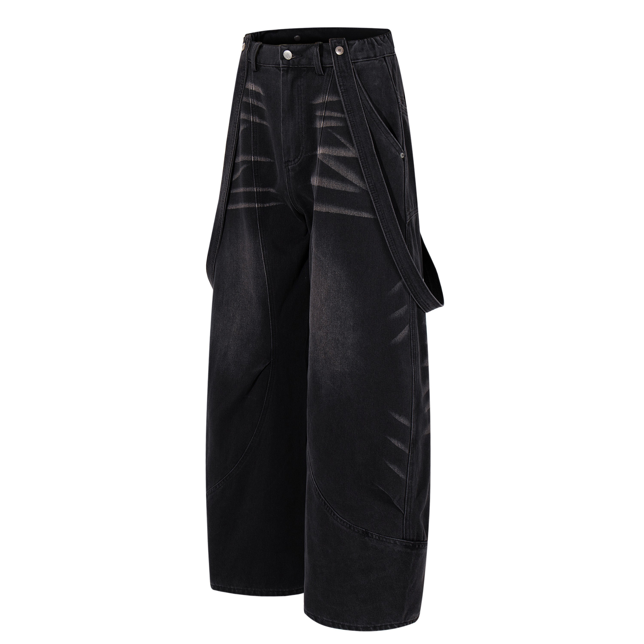 Omirad Strap-Detail Washed Wide-Leg Jeans | Dark Denim