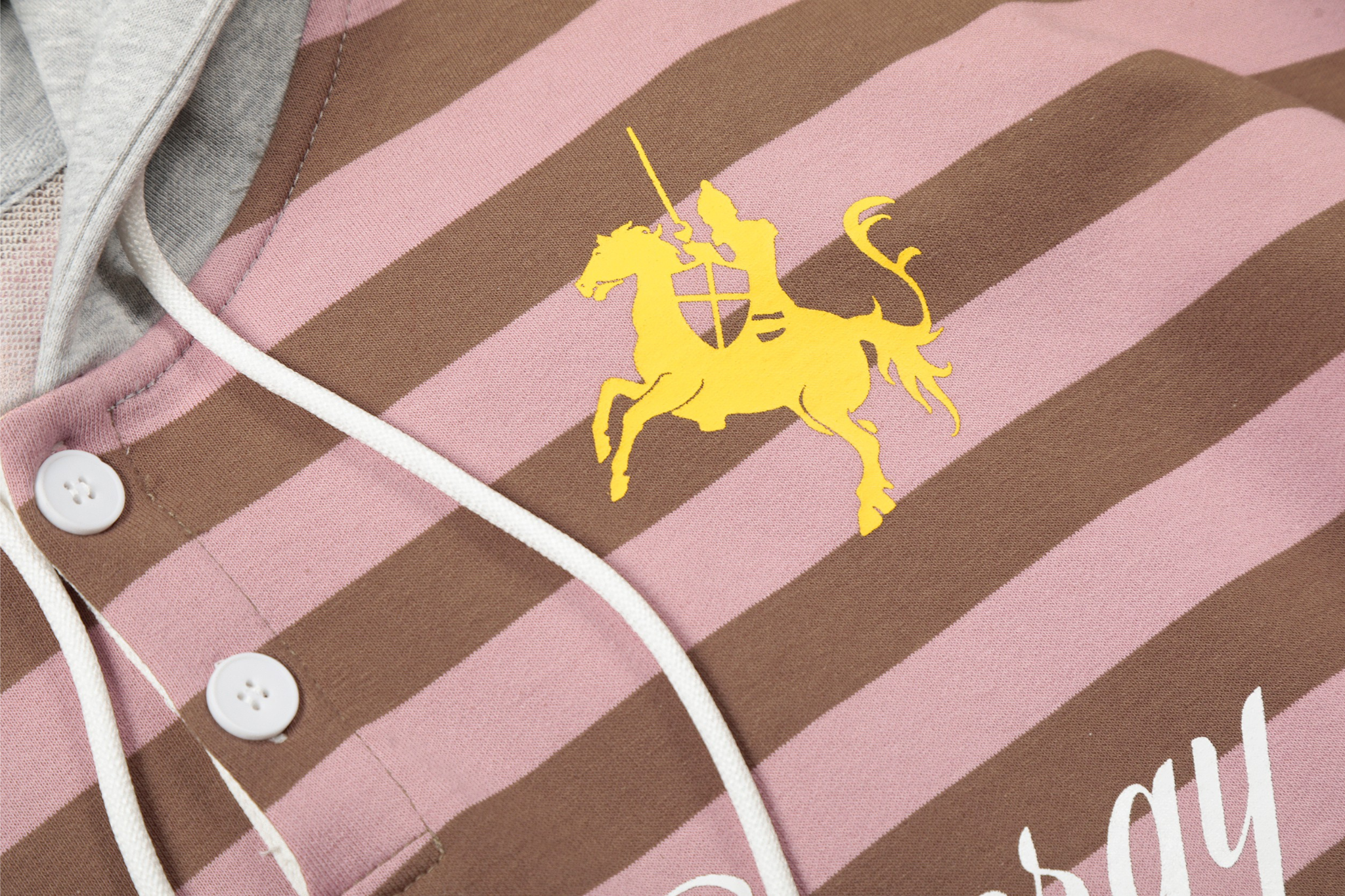 Striped Rugby Polo Hoodie | Contrast Hood Streetwear