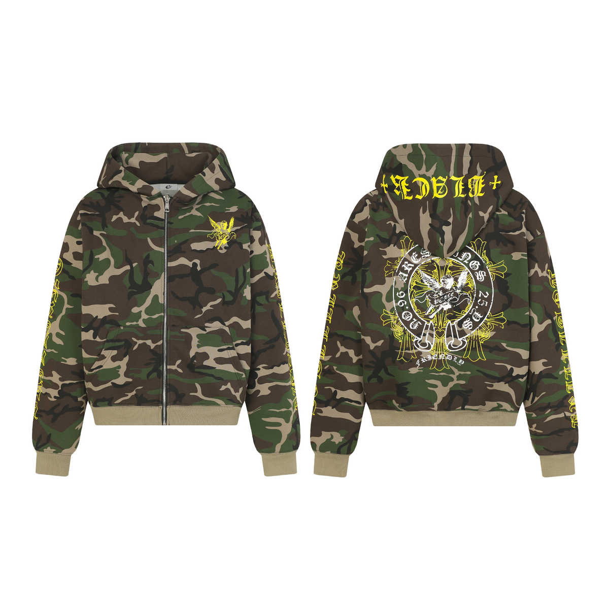 Camo Angel Graphic Zip Hoodie | SEAKOFF – Seakoff