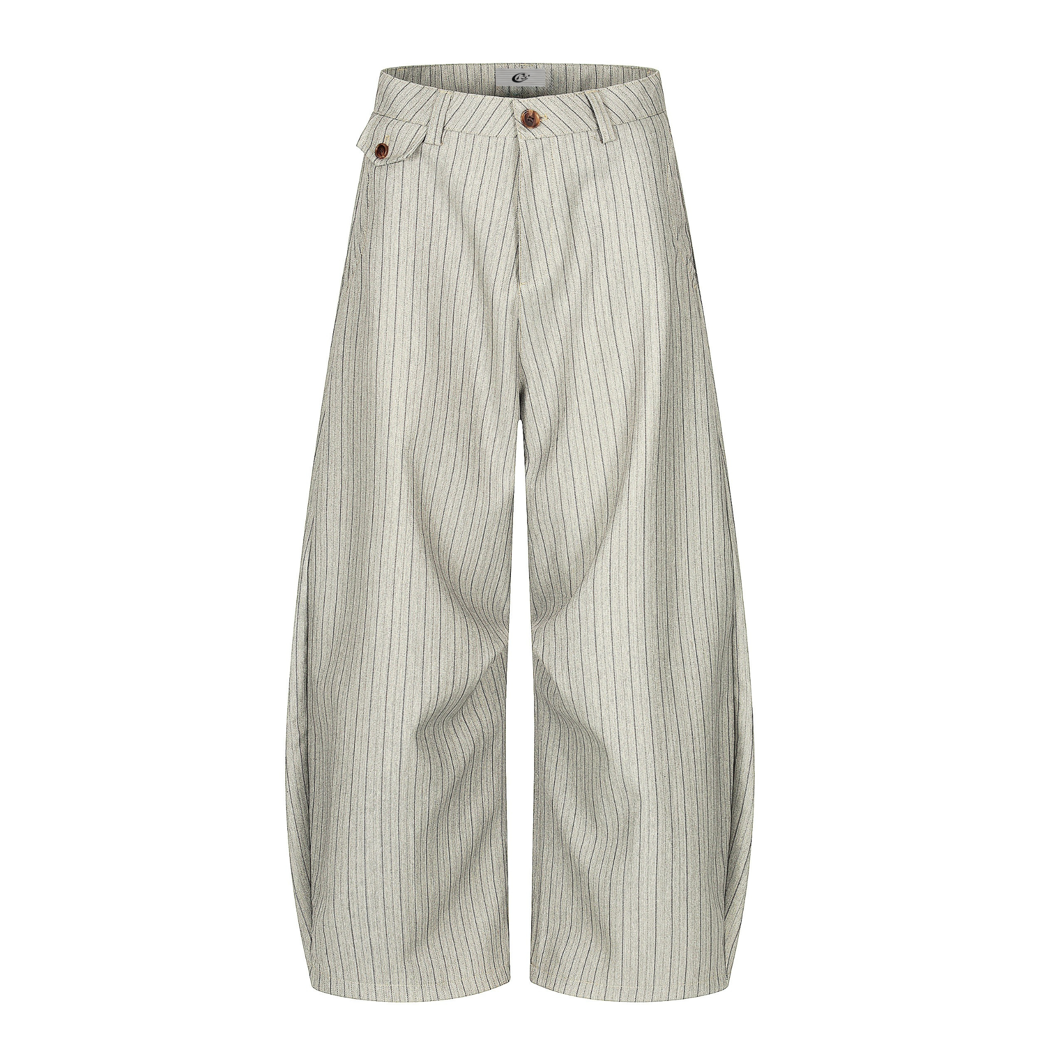 Pinstripe Barrel Leg Trousers | Vintage Wide Leg Pants