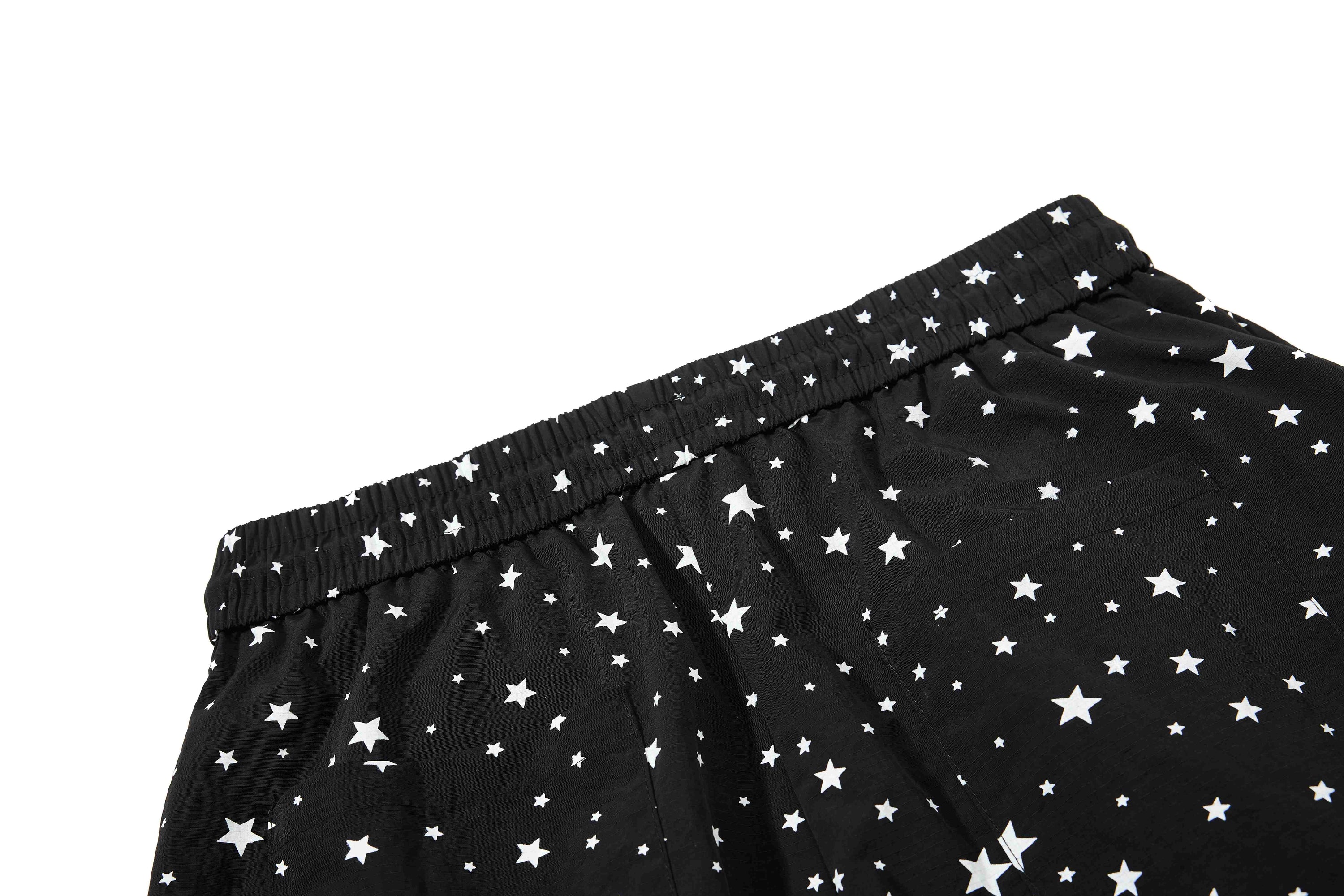 Star Print Wide-Leg Track Pants with Side Stripes | Streetwear