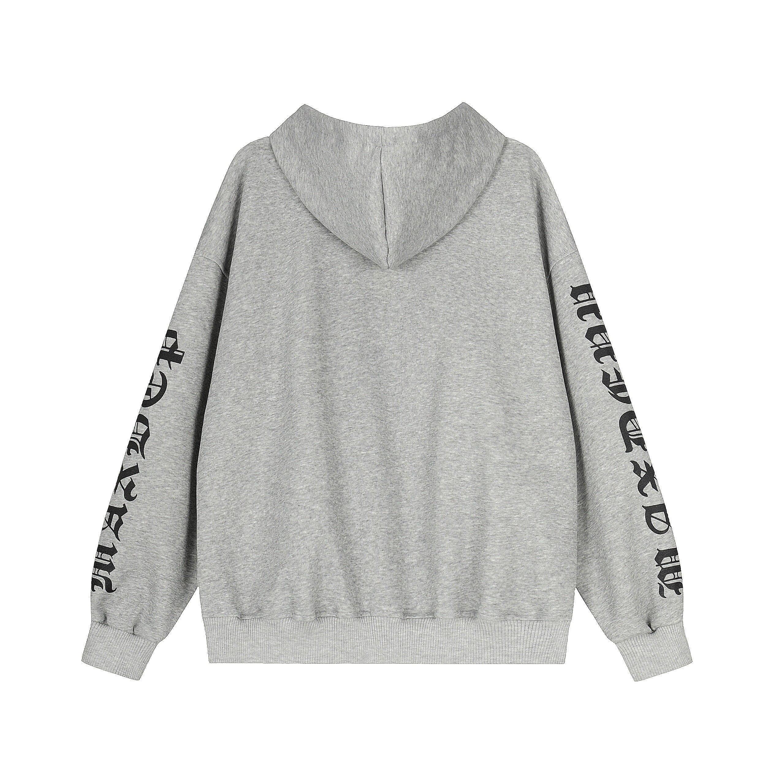 Oversized Black Zip Up Hoodie | Distressed Graphic – Seakoff