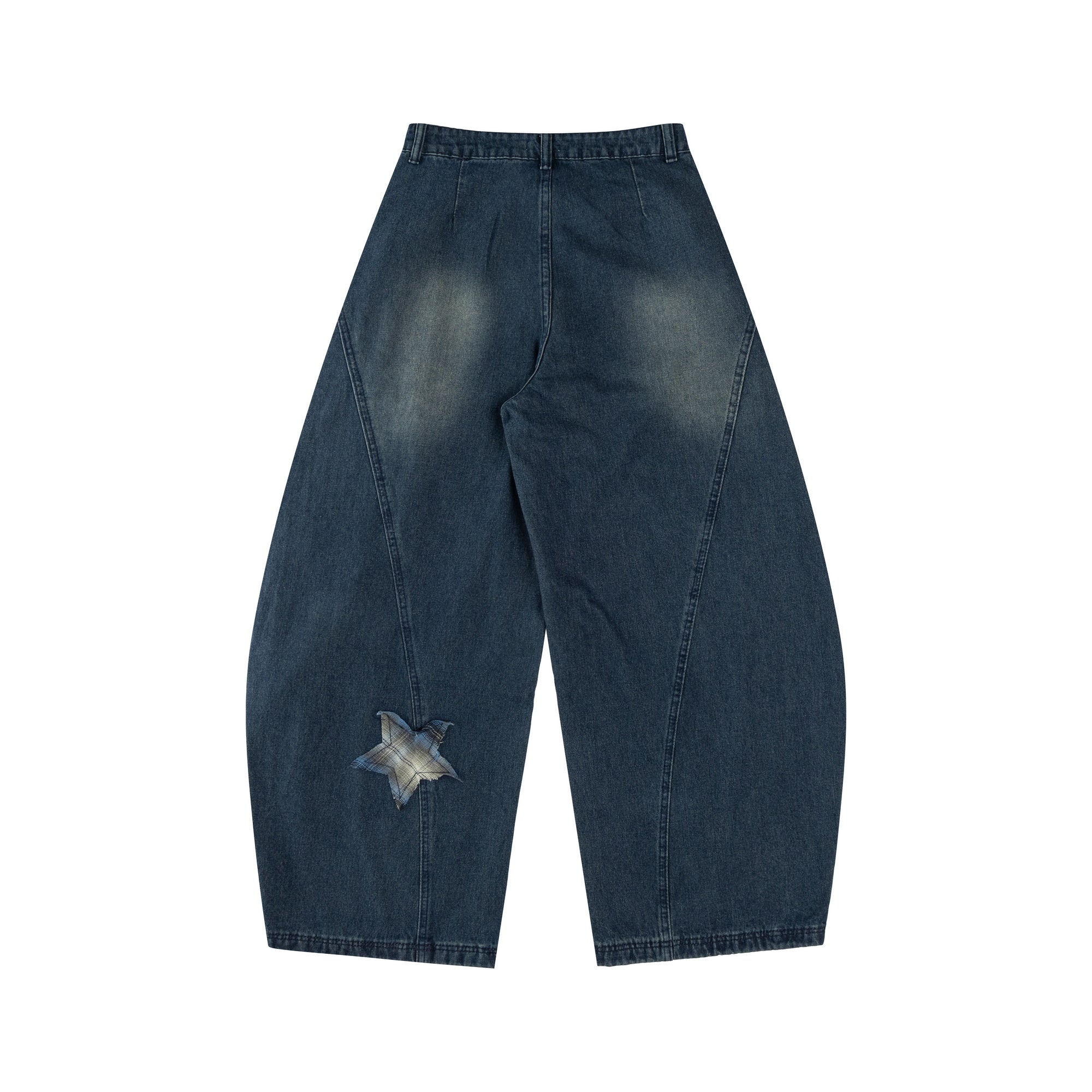 Star Patch Wide-Leg Jeans | Oversized Streetwear Denim