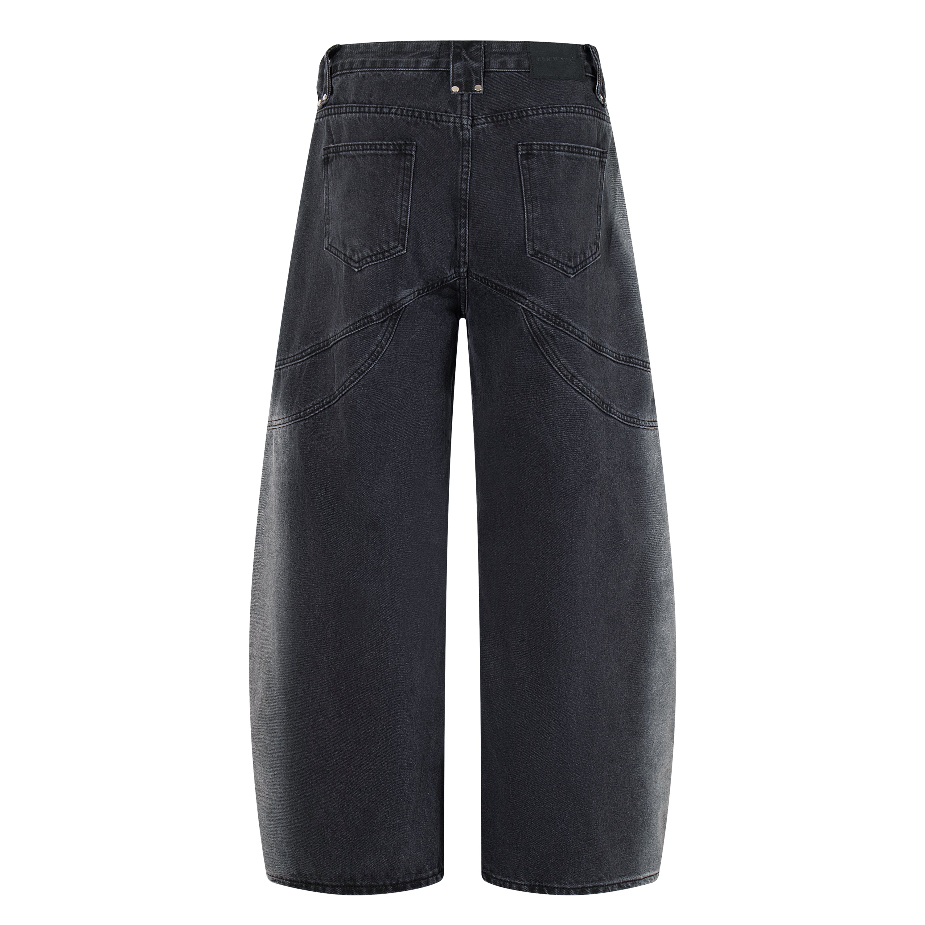 Arc-Stitch Wide-Leg Jeans | Washed Black Denim