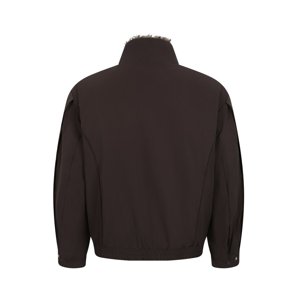 Faux Shearling Lined Bomber Jacket | Stand Collar Winter Coat