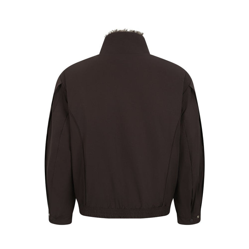 Faux Shearling Lined Bomber Jacket | Stand Collar Winter Coat