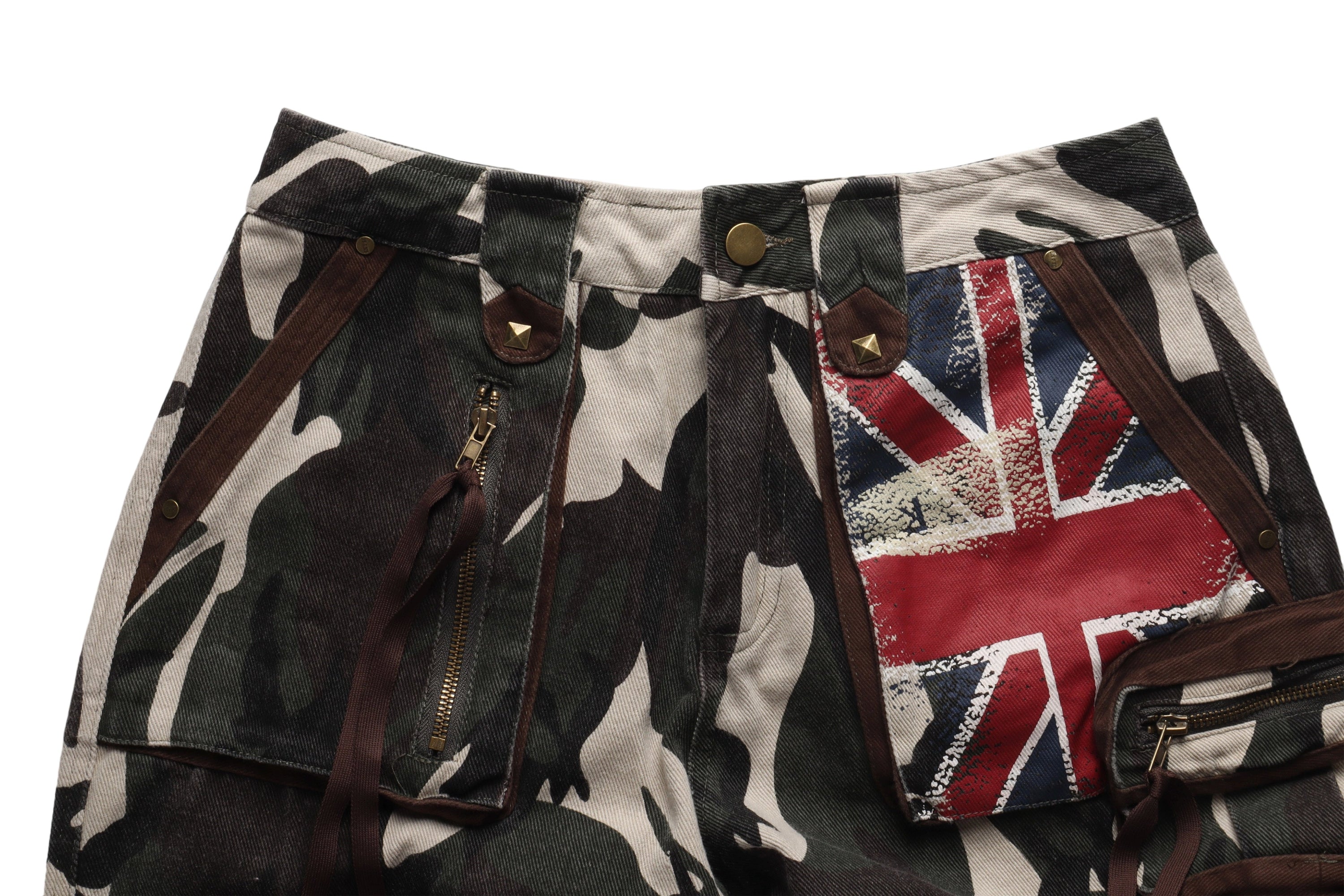 Omirad Camo Union Jack Cargo Pants | Wide-Leg Utility