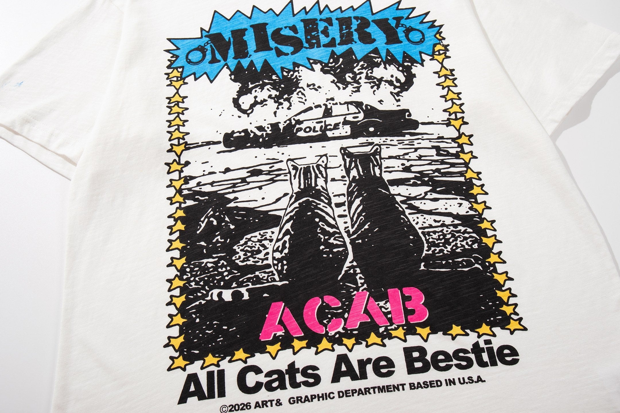 Misery Cat Graphic T-Shirt | Streetwear Ringer Tee