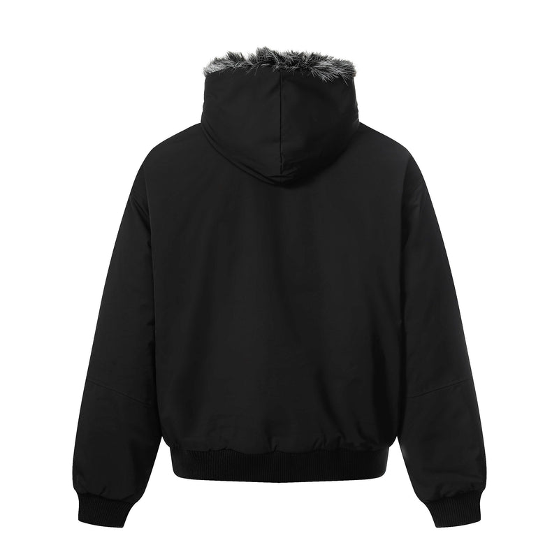 Faux Fur Hood Utility Bomber Jacket | Omirad
