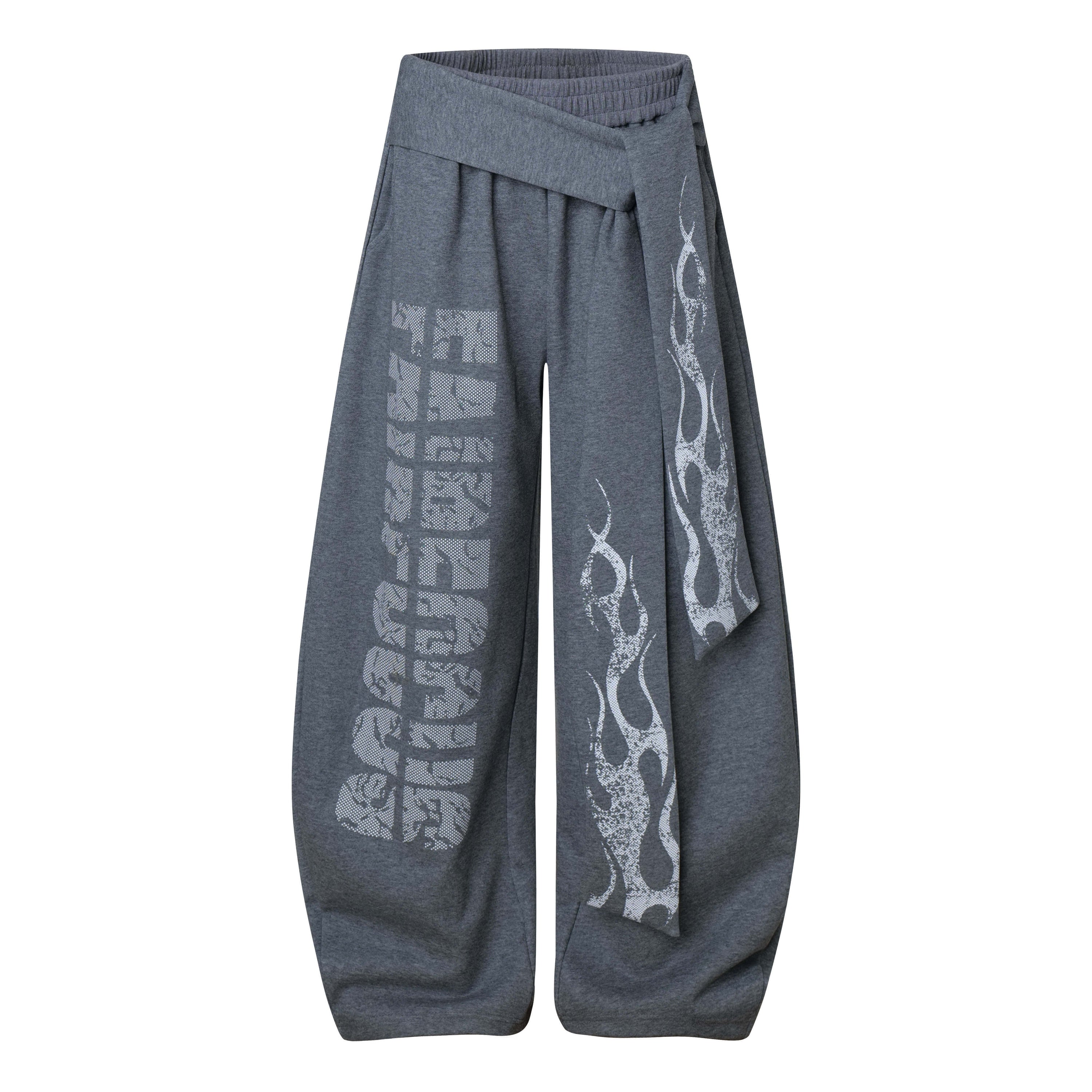 Fairfocus Flame Wrap Wide-Leg Pants | Streetwear Joggers