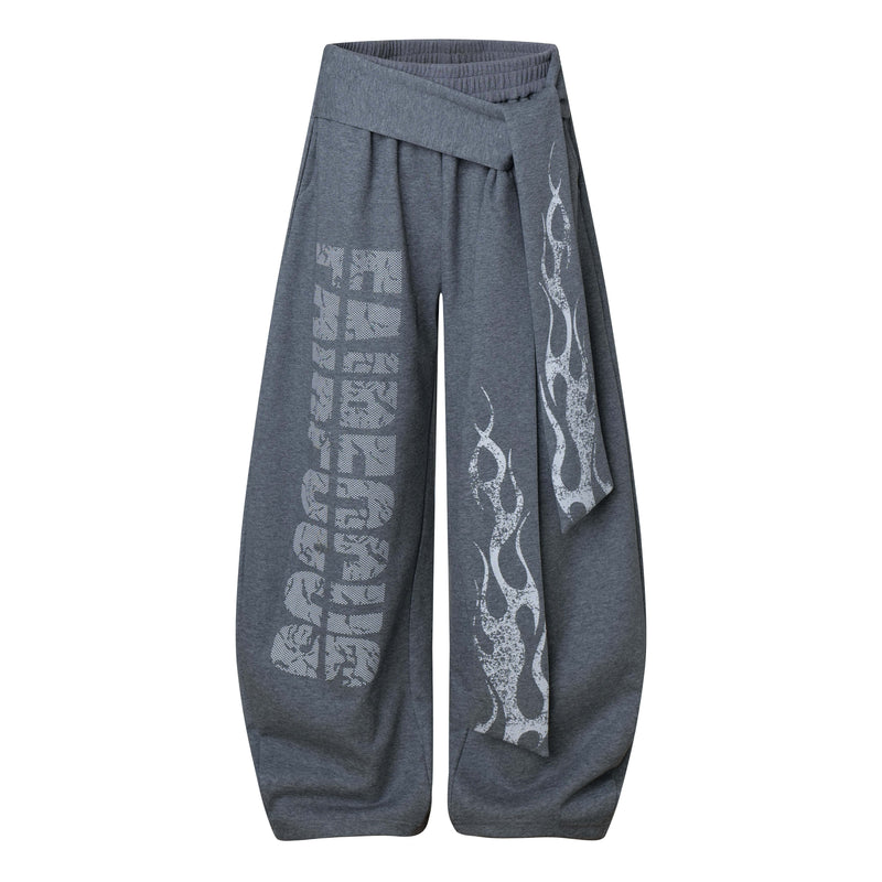 Fairfocus Flame Wrap Wide-Leg Pants | Streetwear Joggers