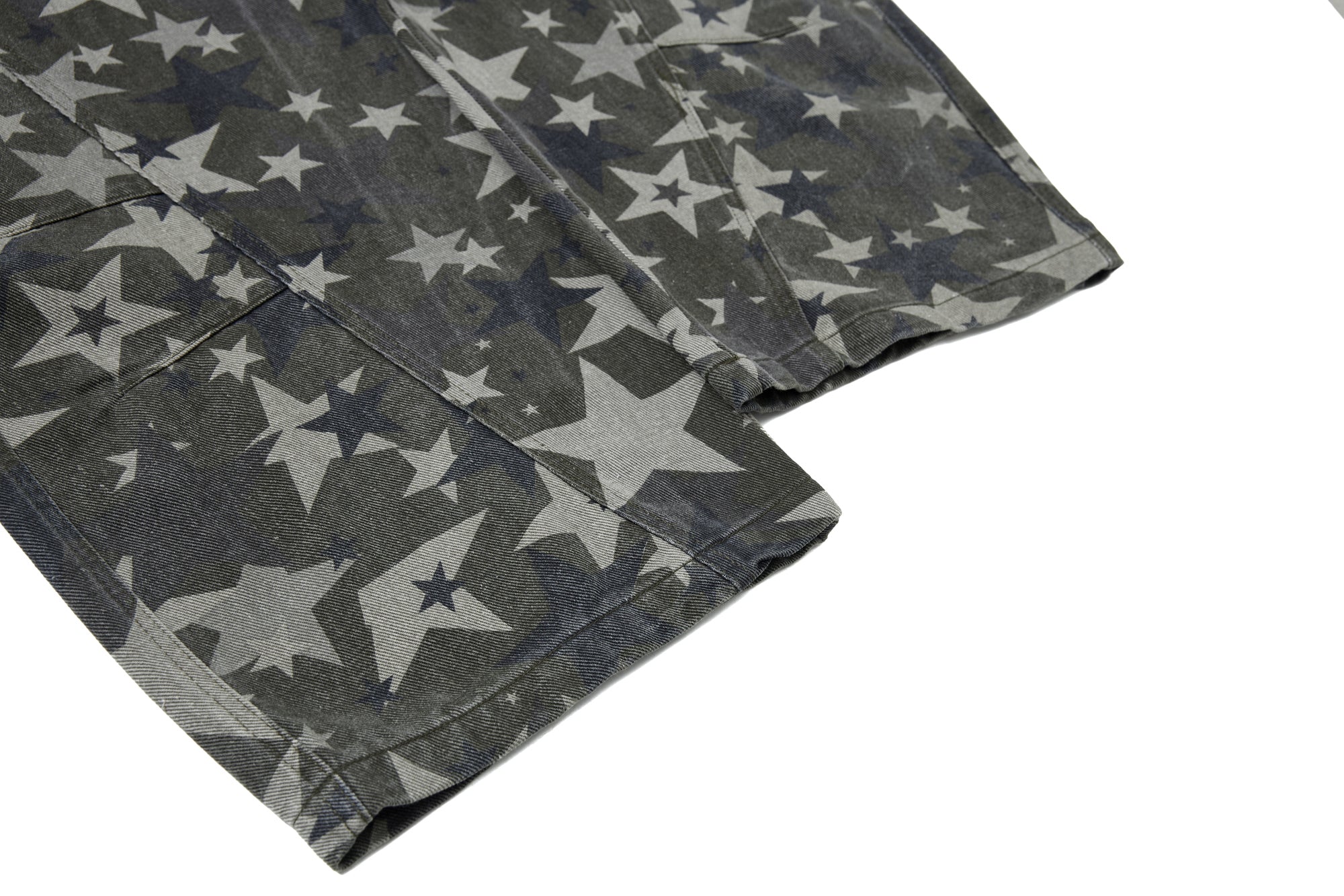 Omirad All-Star Barrel Leg Jeans | Vintage Wash Star Print Denim