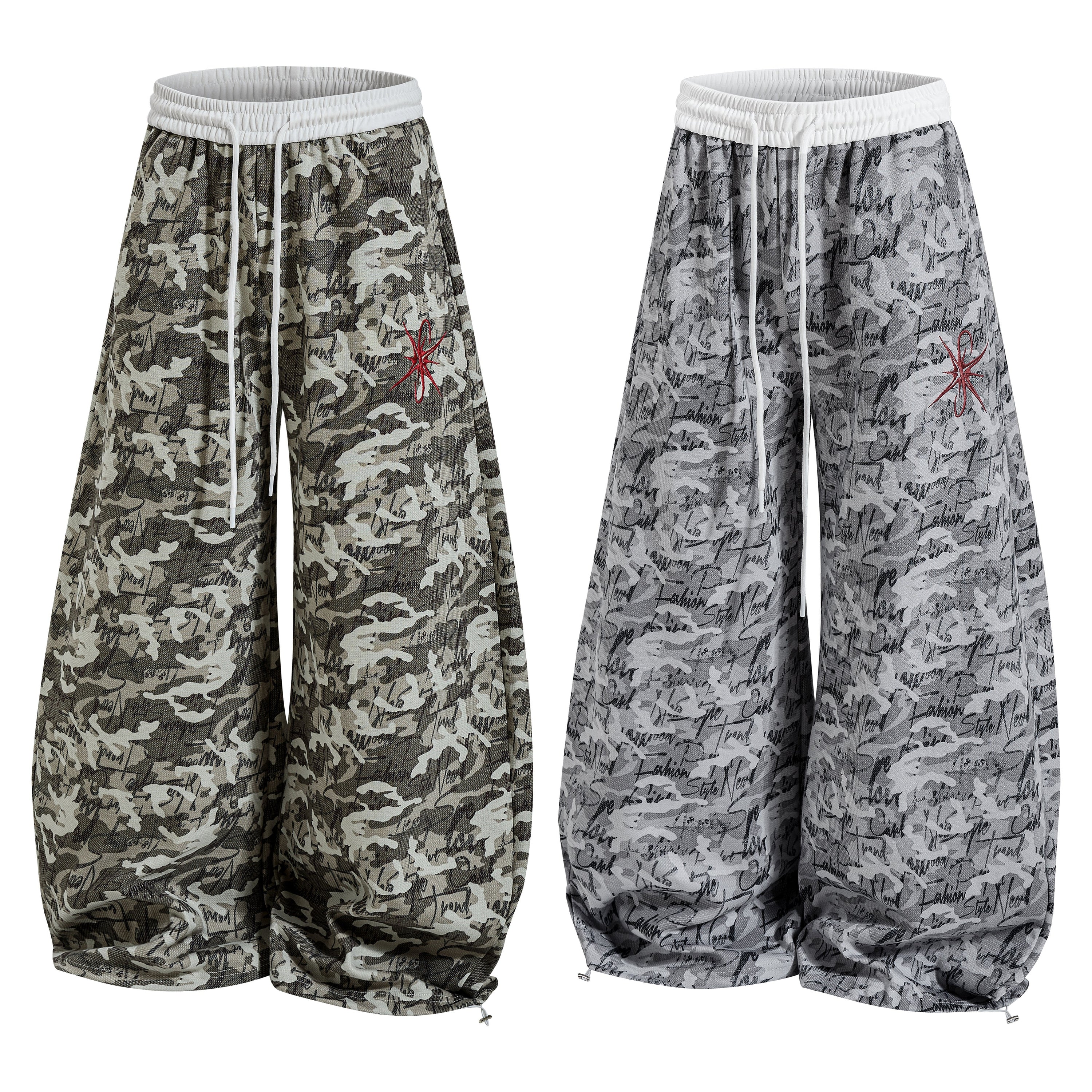 Omirad Camo Script Wide-Leg Streetwear Pants