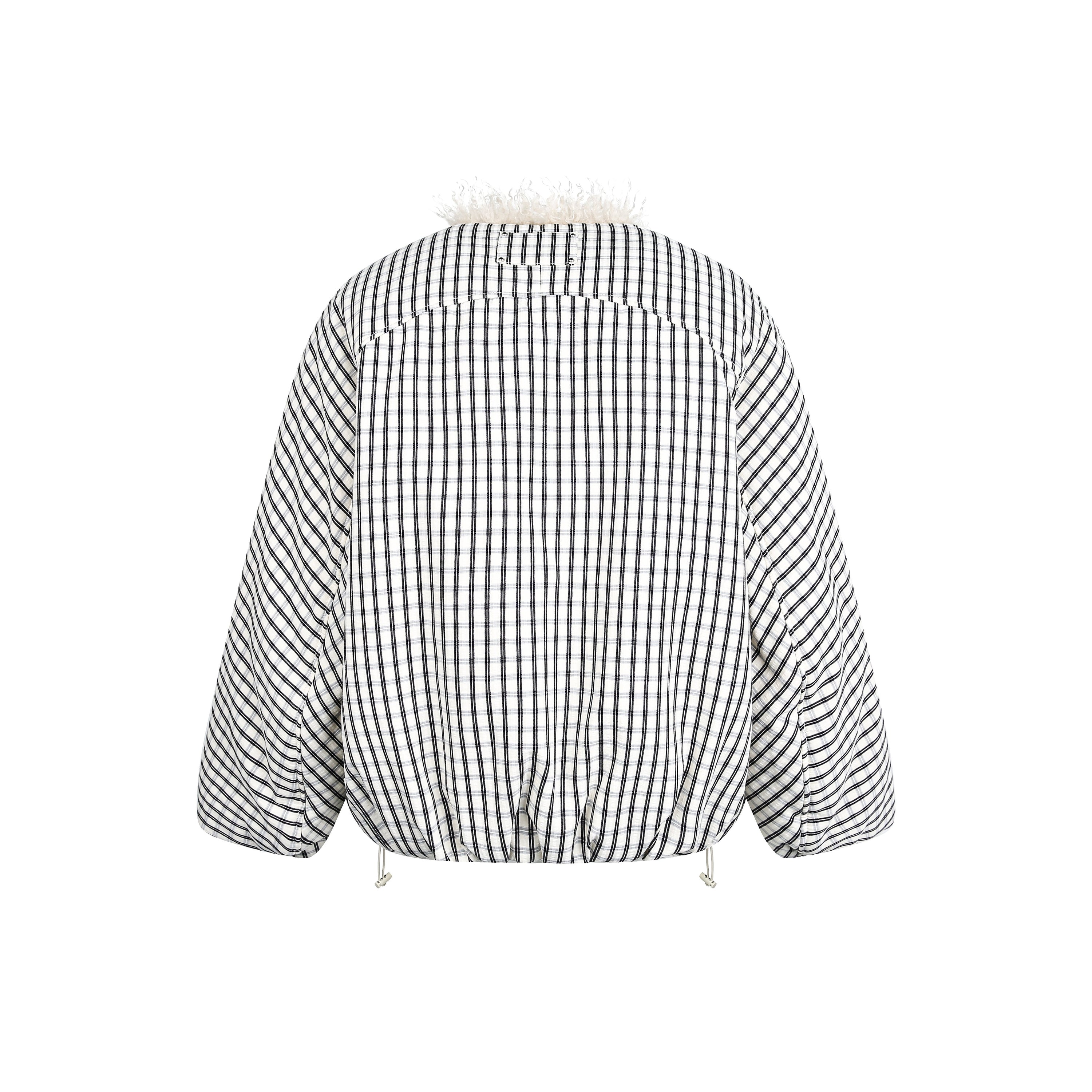Checkered Faux-Fur Lined Oversized Jacket | SEAKOFF