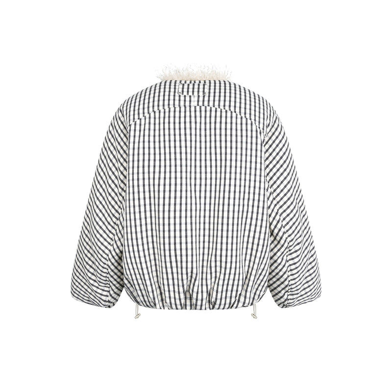 Checkered Faux-Fur Lined Oversized Jacket | SEAKOFF