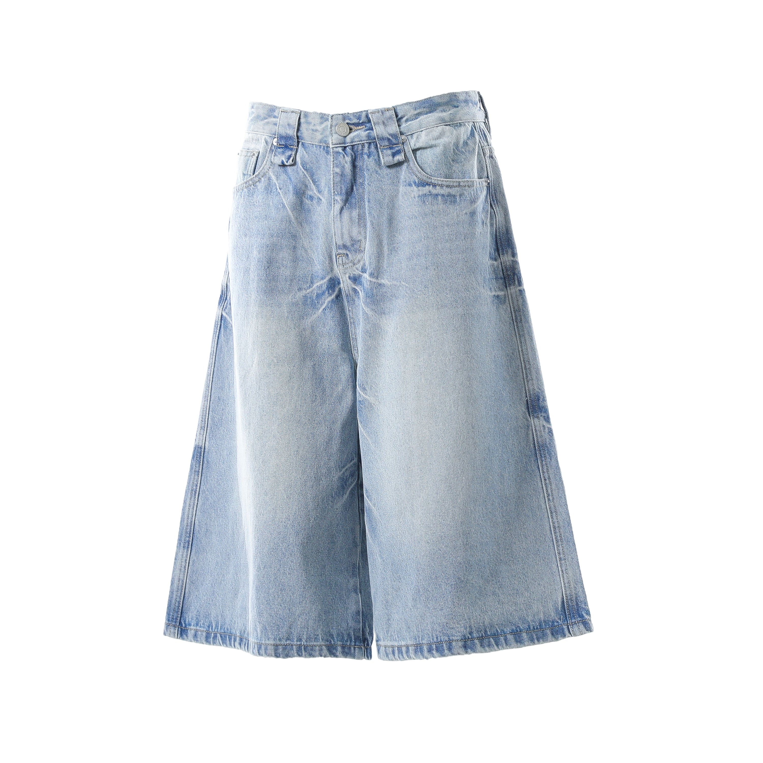 Omirad Vintage Wash Wide-Leg Denim Shorts | A-Line Cut