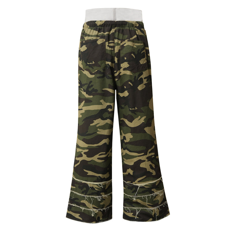 Distressed Wide-Leg Camo Sweatpants | ACC Ruements