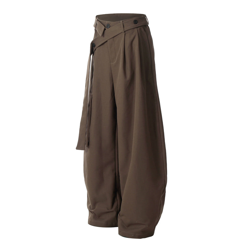 Omirad Asymmetric Wrap-Belt Wide-Leg Pants | SEAKOFF