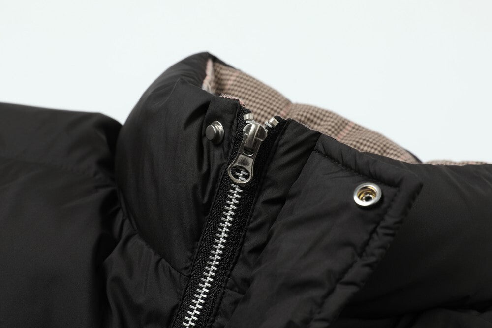 Reversible Check Puffer Jacket | Plaid & Black | SEAKOFF