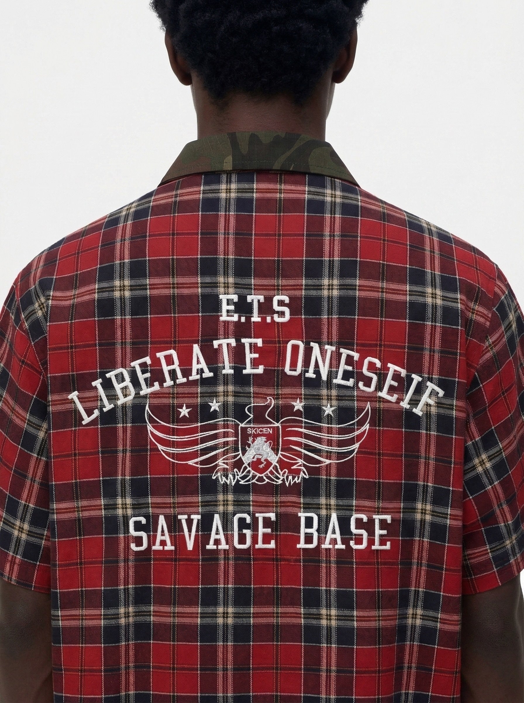 Omirad Savage Base Plaid Shirt | Camo Collar Street Style