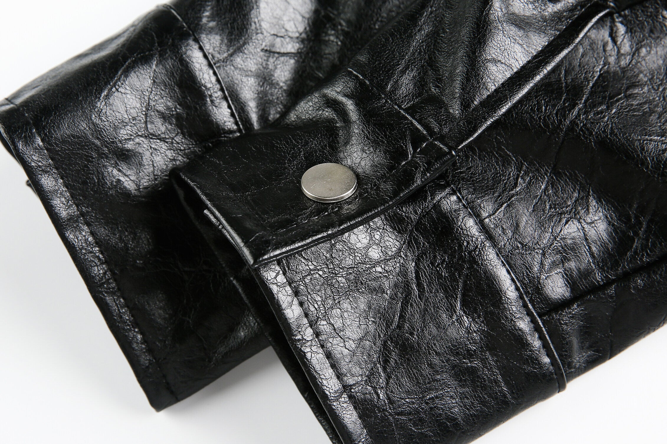 Omirad PU Leather Graphic Jacket | Black Crinkle Streetwear
