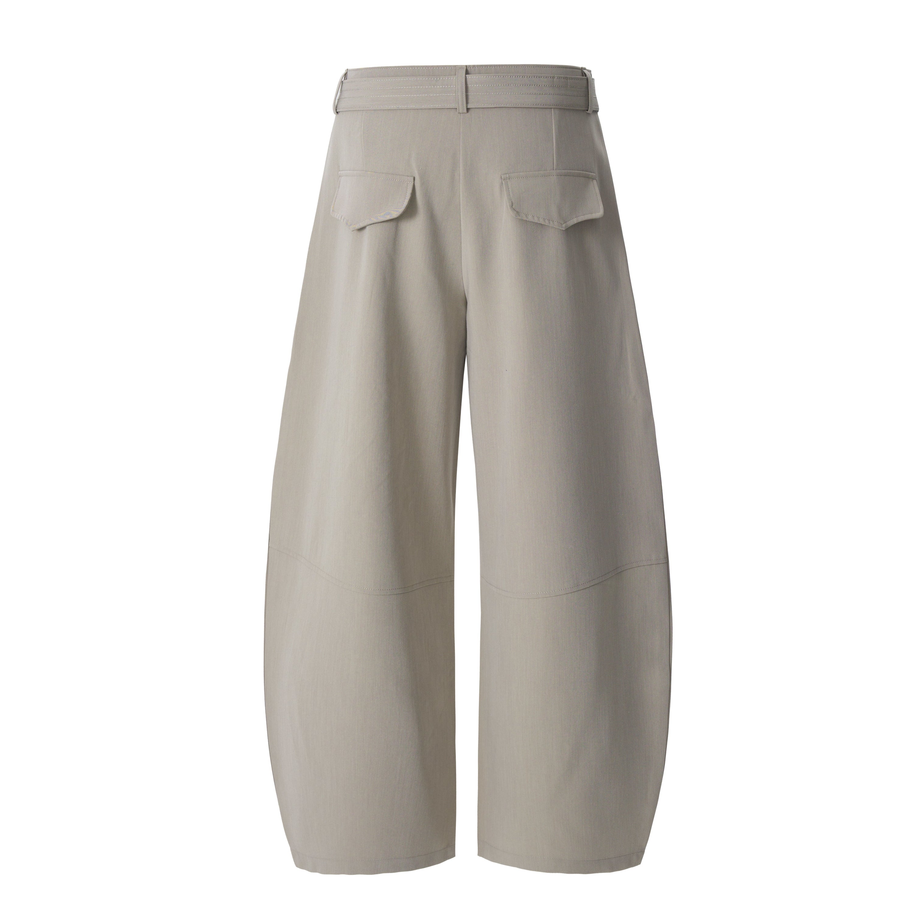 Structured Belted Barrel-Leg Pleated Pants | Omirad