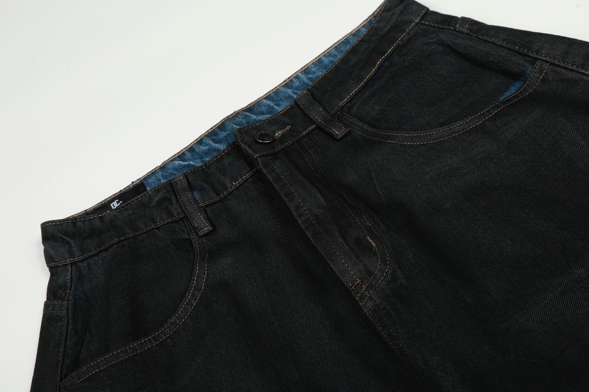 Omirad Minimal Curved Wide-Leg Denim Pants | Black