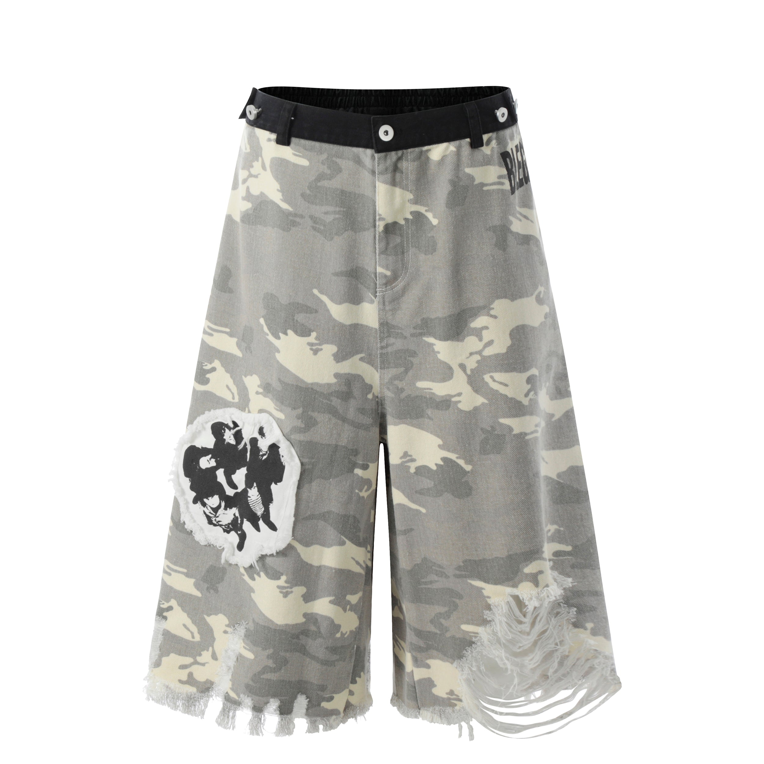 Omirad Camo Distressed Jorts | Wide-Leg Shorts