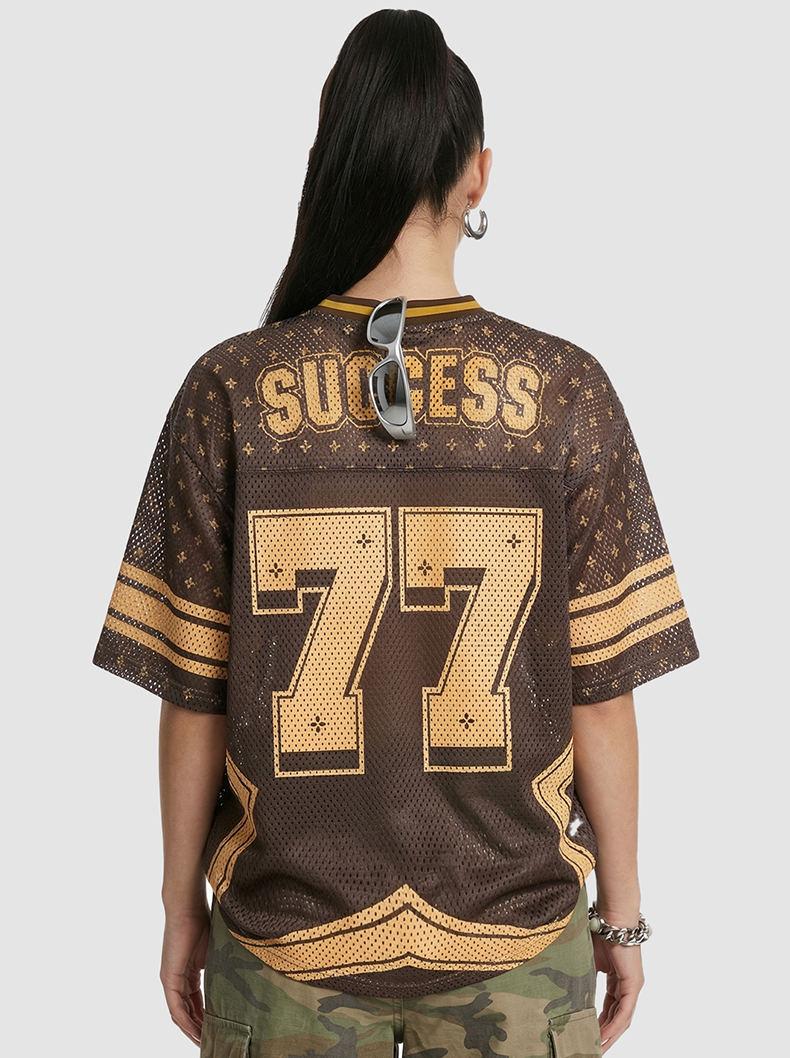 Omirad Retro Star 77 Mesh Jersey T-Shirt | Brown & Gold