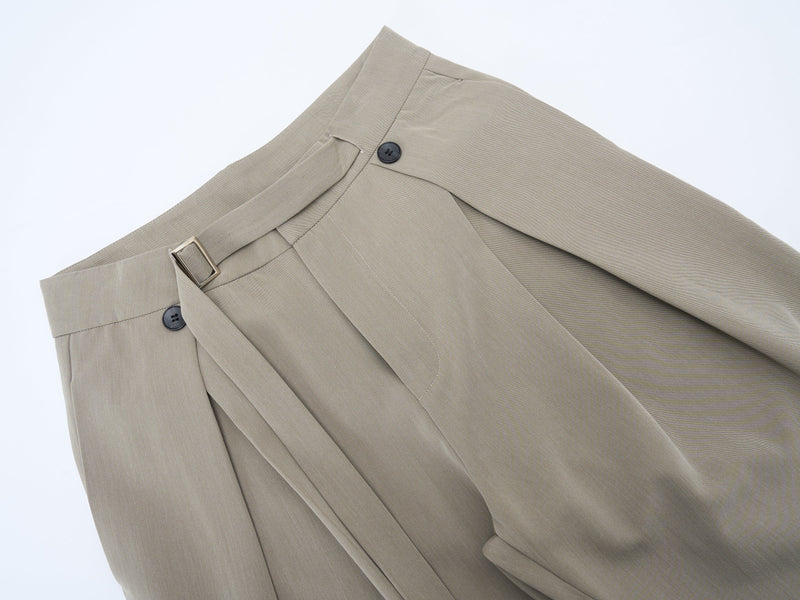 Buckle-Wrap Wide-Leg Trousers | Tailored Street Style