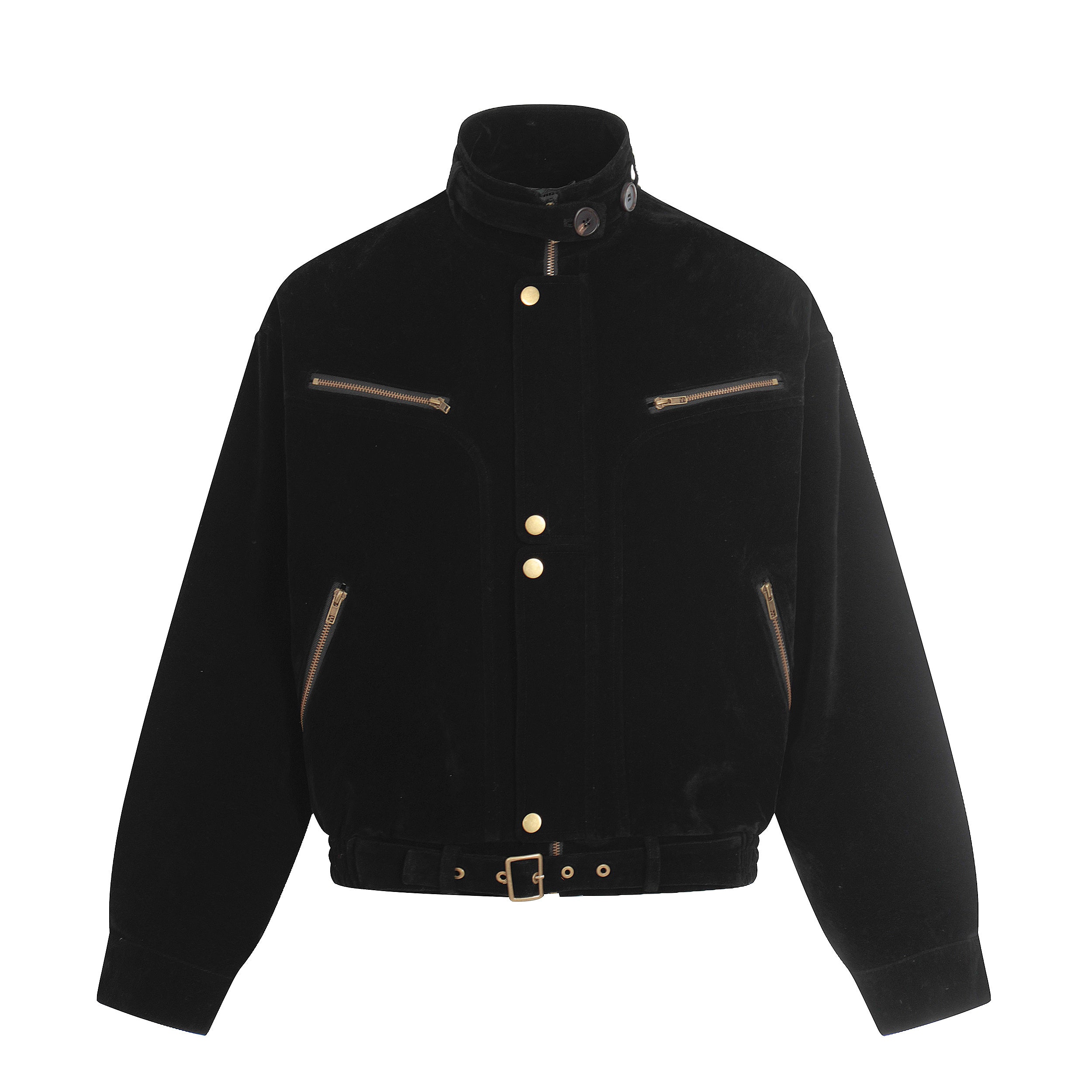 Omirad Utility Bomber Jacket | Stand Collar & Gold Hardware