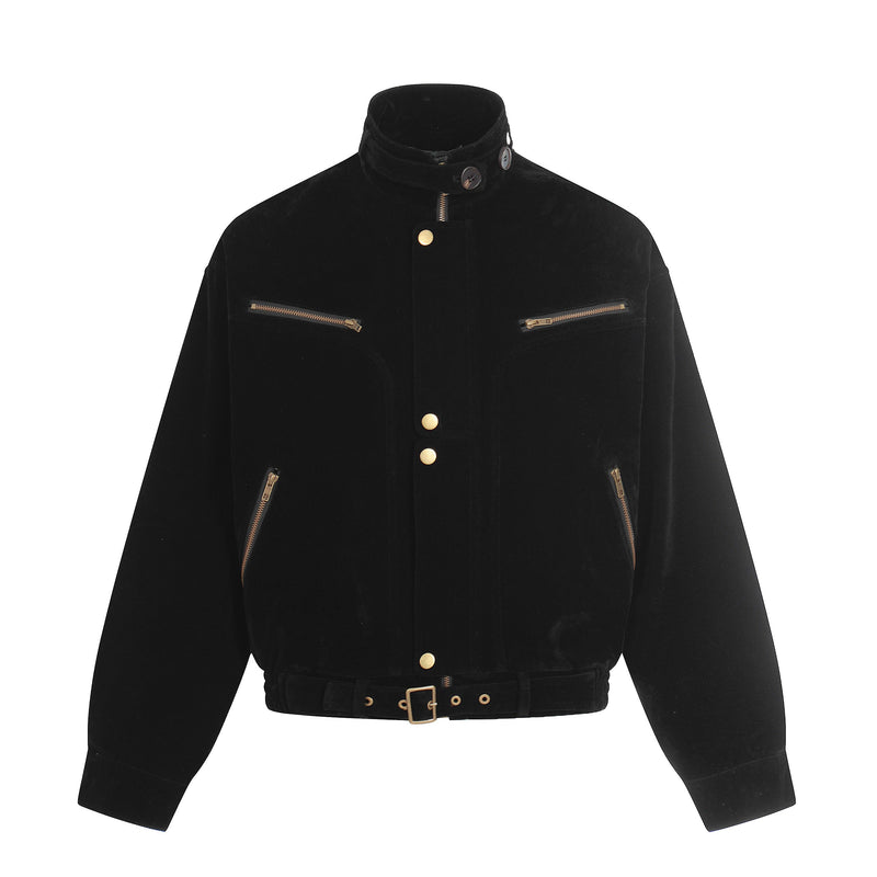 Omirad Utility Bomber Jacket | Stand Collar & Gold Hardware