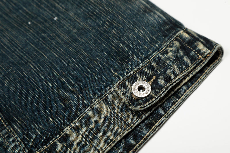 Rhinestone Gradient Denim Jacket | Vintage Wash Street Glam