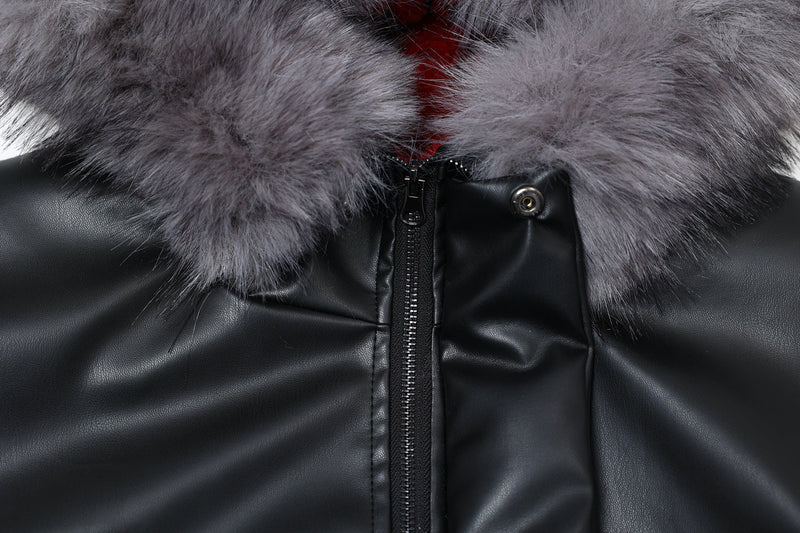 Faux Fur Hood PU Puffer Jacket | High-Gloss Street-Luxury