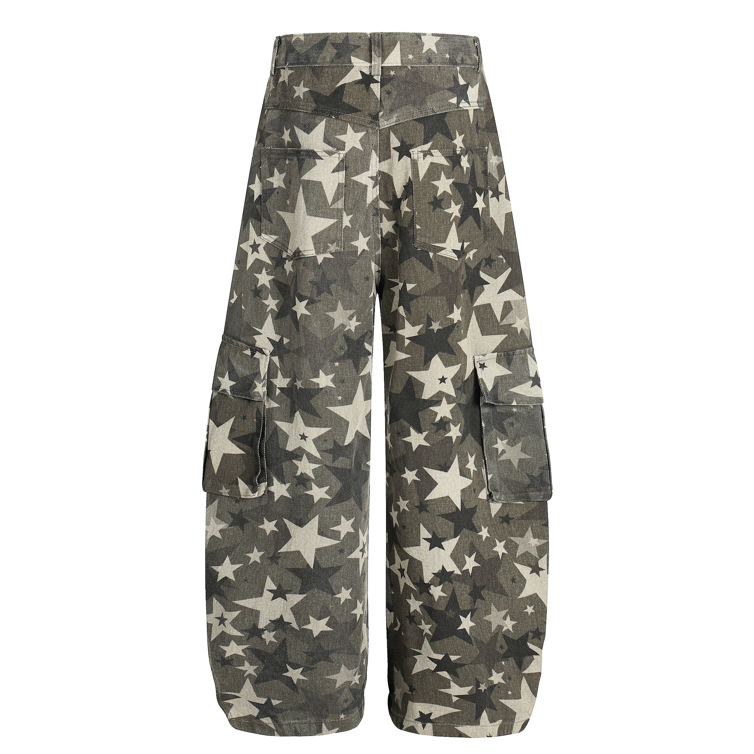 Omirad Star Camo Cargo Pants | Barrel-Leg Street Style
