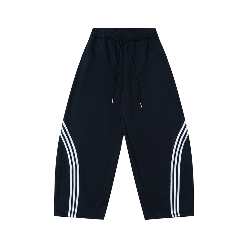 Curved Triple-Stripe Wide-Leg Track Pants | Streetwear