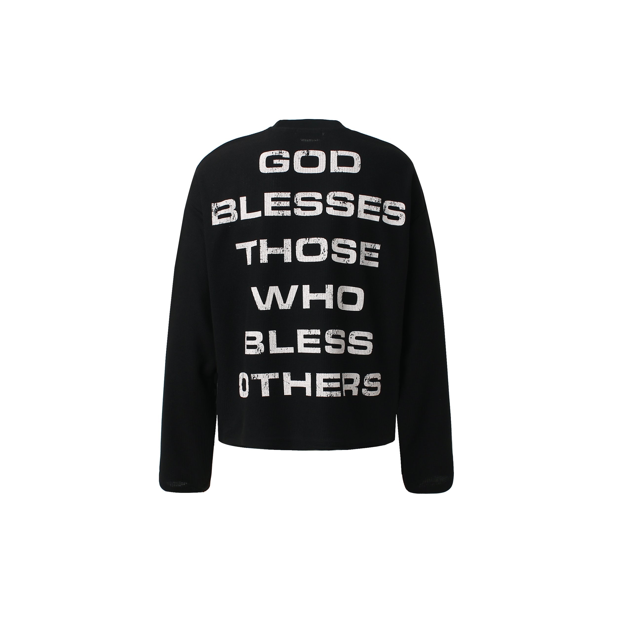 Cross Graphic Waffle Knit Long Sleeve Sweatshirt | Streetwear
