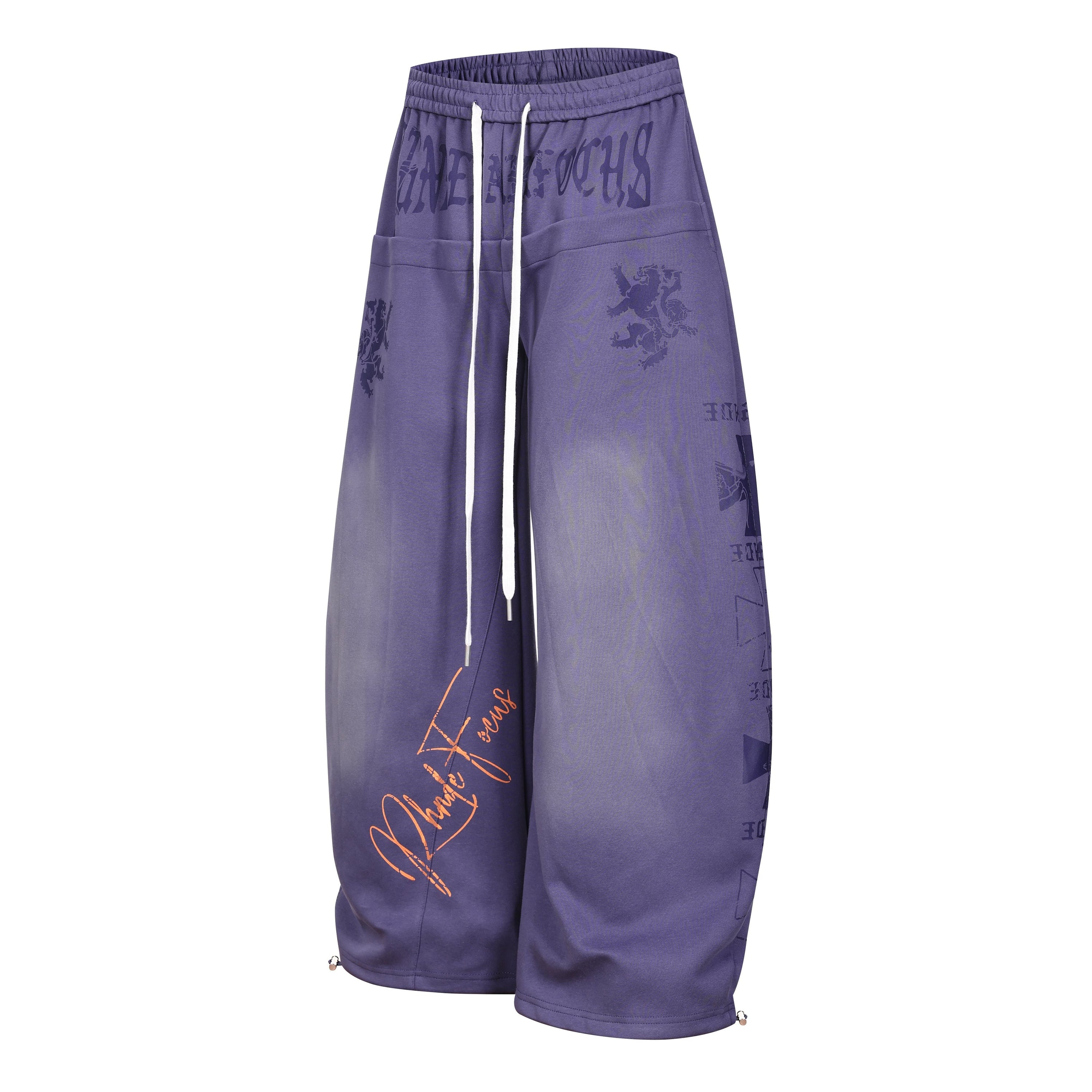 Omirad Gothic Script Wide-Leg Sweatpants | Streetwear